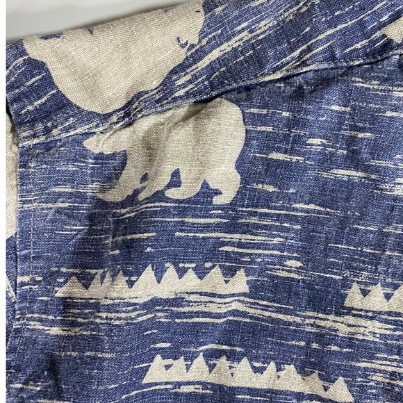 True Grit Celestial Bear Linen Short Sleeve Shirt Men's L Button - Picture 3 of 8